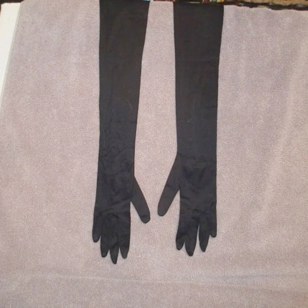 Vtg Long Satin Opera Gloves 6 Formal Elegant Evening Wear Hollywood Regency 60s
